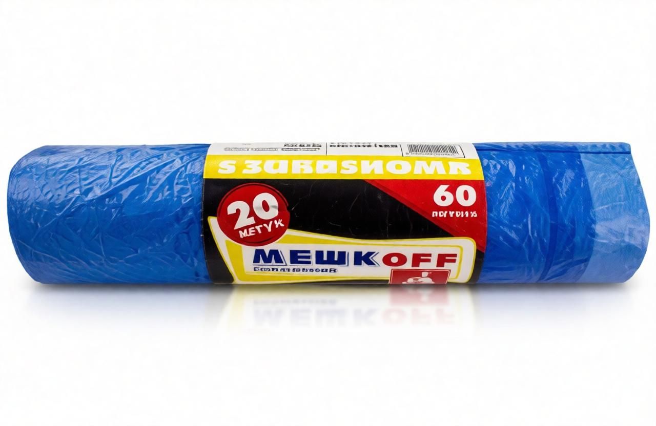 Мешки для мусора  60л 20шт (Мешкоff)  15мкм 70см*60см голубые /20/